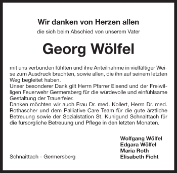 Traueranzeige von Georg Woelfel von Pegnitz-Zeitung
